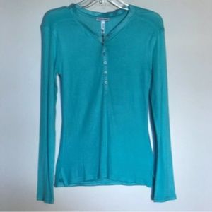 PJ SALVAGE Henley Shirt Soft Stretchy Modal Aqua M